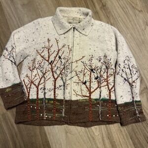 Design Options Philip & Jane Gordon M Cardigan Sweater Fall Leaves Zip Front